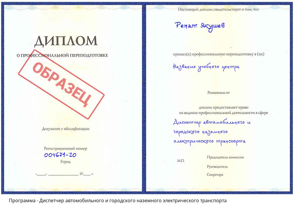 Диспетчер автомобильного и городского наземного электрического транспорта Тихвин