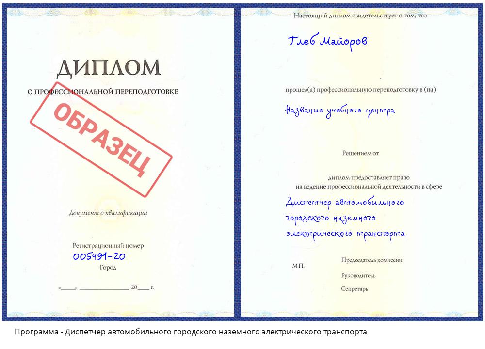 Диспетчер автомобильного городского наземного электрического транспорта Тихвин